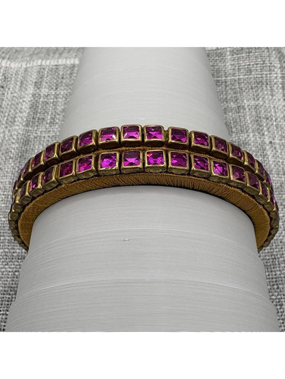 Indian Silk Thread Wrapped Bangle Set Pink Rhinestone - Picture 3 of 4